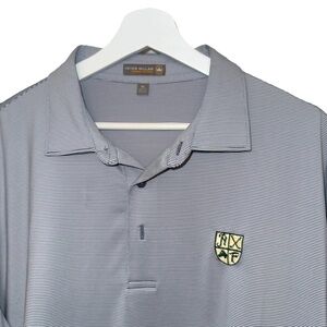 Peter Millar Men's Navy and White Polo Shirt